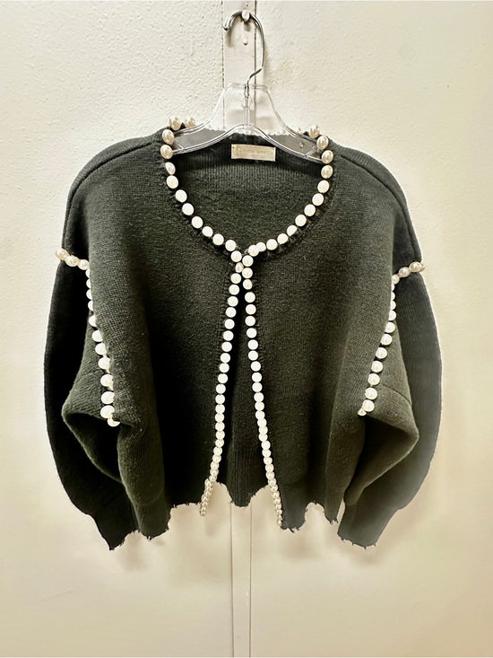 Vita Grace Sweaters - Vita Grace Molly Pearl Trim Black Cardigan Romantic Whimsigoth Old Money